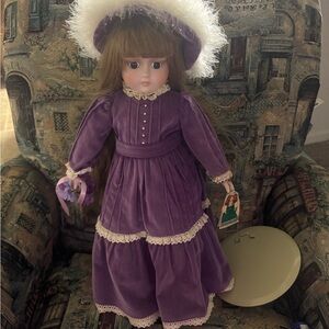 Purple Victorian Doll with Hat